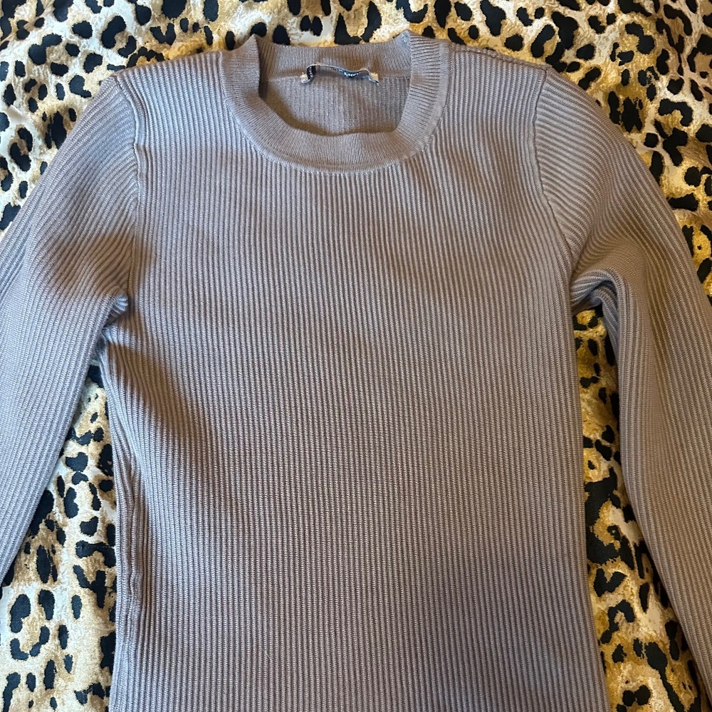 Abercrombie & Fitch light brown tan ribbed long sleeve sweater xs